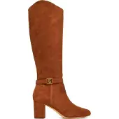 Ralph Lauren Dames Kellie hoge laarzen in suède met bruine hak (38), Leer, 5 tot 8 cm, Ritssluiting, Casual 802967843002