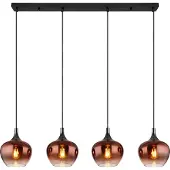 Globo Zwarte hanglamp Maxy met rood glas 4-lichts