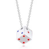 LGT JWLS LGT Jewels heren ketting Edelstaal Geluk Dobbelsteen Zilverkleurig