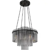Globo Hanglamp Ø 50cm Gorley zwart met smoke glas staafjes
