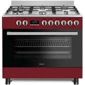 Wiggo WO-E969R - Vrijstaand Gasfornuis - 90 cm - 6 Pitten - Rood Rvs