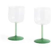 HAY - Tint Wijnglas H15 - Set van 2 (Transparant & Groen)