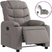 vidaXL Fauteuil verstelbaar elektrisch stof taupe