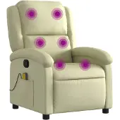 vidaXL Massagestoel van echt leer, crèmekleurig
