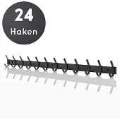 VOLCAN Wandkapstok - 24 Haken - Muur Kapstok Hangend met 3M Tape - Industrieel - Zwart RVS