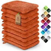 NatureMark Badstof washandjes 10-pack 15x21cm, 100% katoen, terracotta