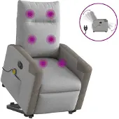 vidaXL Sta-op-massagestoel elektrisch verstelbaar stof wolk grijs