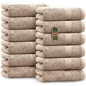 NatureMark Badstof gastendoekjes 12-pack 30x50cm, 100% katoen, zand