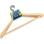 Peggy Perfect Houten kledinghanger met stang, naturel, set van 5