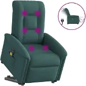 vidaXL Sta-op-massagestoel elektrisch verstelbaar stof donkergroen
