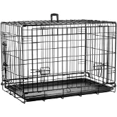 Flamingo Hondenbench Nyo Zwart M – 77x47x53,5 cm – opvouwbare draadkooi met 2 deuren & lade – hondenbench met handvat