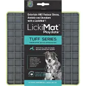 LickiMat Playdate Tuff - Reducerende Stress Voermat 20x20 cm - Hondenvoerbak - Appelgroen&Grijs