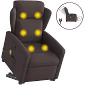 vidaXL Sta-op-massagestoel elektrisch verstelbaar stof donkerbruin