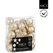 Koopman International Onbreekbare kerstballen creme 40 stuks - 6 cm decoratie.
