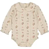 LEVV Newborn romper beige/lichtroze Meisjes Katoen Ronde hals Bloemen - maat 56