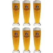 Paulaner Bierglazen Weizen - 300 ml - 6 stuks - Set van 6 glazen voor koud bier - Ideaal voor borrels en diners - Vaatwasserbestendig - Helder glas - 203 mm hoog - Glaswerk - Bierglazen