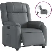 vidaXL Fauteuil verstelbaar elektrisch kunstleer grijs