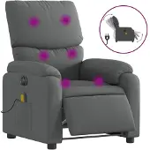 Natur24 Massagestoel elektrisch verstelbaar stof donkergrijs