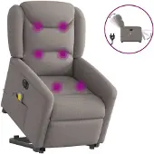 vidaXL Sta-op-massagestoel elektrisch verstelbaar stof taupe