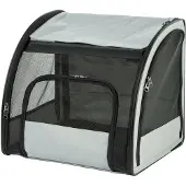 Flamingo Autostoel hond – Autostoel Rey Lichtgrijs – 45x38,5x41cm – opvouwbaar & veilig – met ventilatiegaas