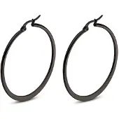 Cilla Jewels Hoop Oorringen Edelstaal Zwart-60mm