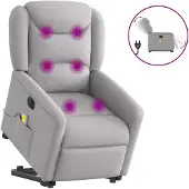 vidaXL Sta-op-massagestoel elektrisch verstelbaar stof wolk grijs