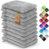 NatureMark Badstof washandjes, 10 stuks, 15 x 21 cm, 100% katoen, zilvergrijs
