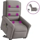 vidaXL Sta-op-massagestoel elektrisch verstelbaar stof taupe
