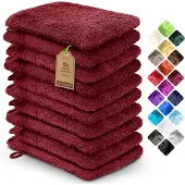 NatureMark Badstof washandjes, 10 stuks, 15x21cm, 100% katoen, bordeauxrood