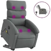 vidaXL Sta-op-massagestoel elektrisch verstelbaar stof donkergrijs