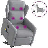 vidaXL Sta-op-massagestoel elektrisch verstelbaar stof lichtgrijs