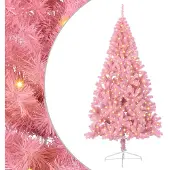 vidaXL - Kunststof - Voorverlichte - Kerstboom - met - 300 - LED - Roze - 240 - cm - PVC