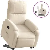 vidaXL Sta-op-stoel verstelbaar microvezelstof beige