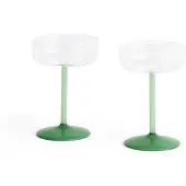 HAY - Tint Champagneglas H12.5 cm - Set van 2 (Transparant & Groen)