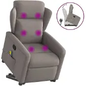 vidaXL Sta-op-massagestoel verstelbaar stof taupe