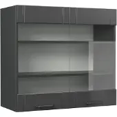 Vicco Fame-Line Glazen keukenkast – 80 cm Donkergrijs