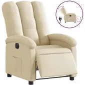 vidaXL Fauteuil verstelbaar elektrisch stof crèmekleurig