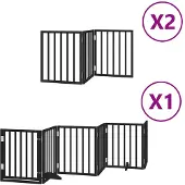 vidaXL Hondenhek inklapbaar 12 panelen 600 cm populierenhout zwart