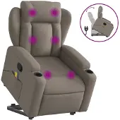 vidaXL Sta-op-massagestoel verstelbaar stof taupe