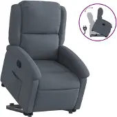 vidaXL Relaxfauteuil met opstahdhulp, donkergrijs, fluweel