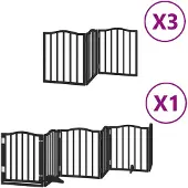 vidaXL Hondenhek inklapbaar 15 panelen 750 cm populierenhout zwart