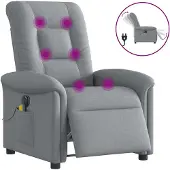 vidaXL Massagestoel elektrisch verstelbaar stof lichtgrijs