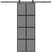 vidaXL Schuifdeur met beslag 76x205 cm gehard glas en aluminium