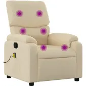 vidaXL Massagestoel met crèmekleurige stof