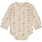 LEVV Newborn romper beige/lichtroze Meisjes Katoen Ronde hals Bloemen - maat 74
