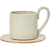 Ferm Living Flow mok met schotel 25 cl Off-white speckle