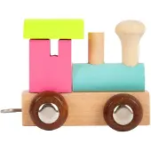 Small Foot - Houten Lettertrein Locomotief Gekleurd - 12 stuks