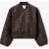 Sissy-Boy Donkerbruin Bomber Jack Met Leopard Print | Maat: M