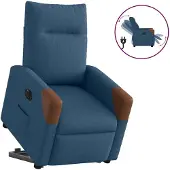 vidaXL Sta-op-stoel elektrisch verstelbaar stof blauw