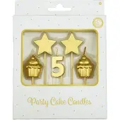 Paper Dreams Taartkaarsjes - 5 Jaar Goud goud Wax Kaars